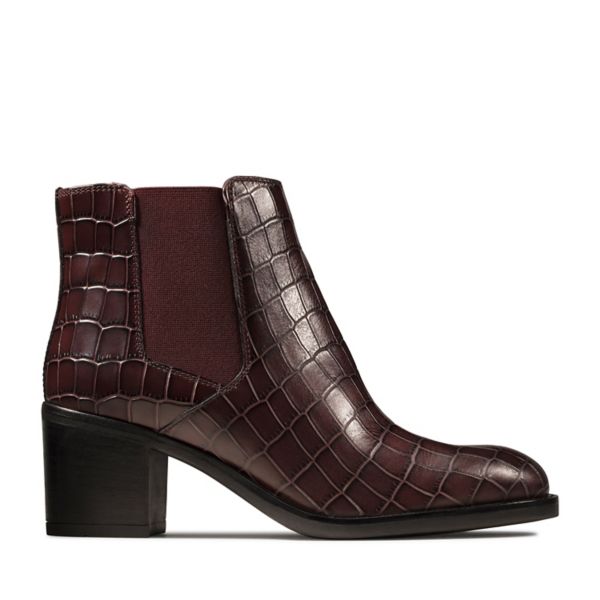 Clarks Womens Mascarpone Bay Ankle Boots Burgundy | UK-4279380 - Click Image to Close